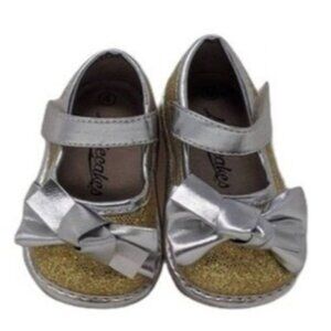 Laniecakes Silver Metallic Glitter Gold Mary Jane Squeaker Shoes Infant Size 4 N